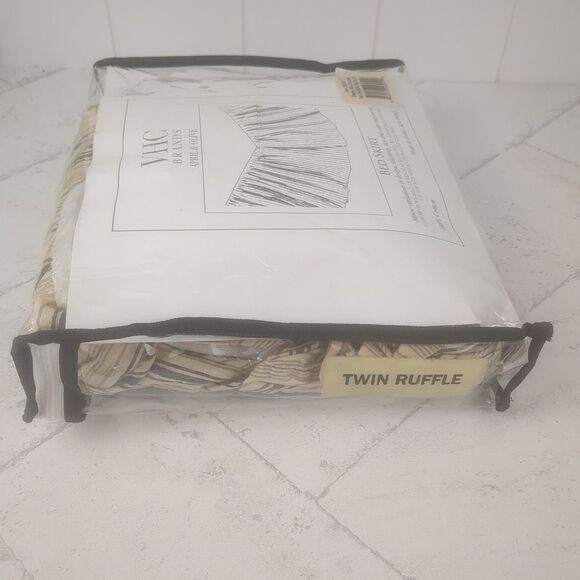 VHC Brands April & Olive Sawyer Mill Charcoal Ticking Stripe Bed Skirt Twin Size - Picture 6 of 8